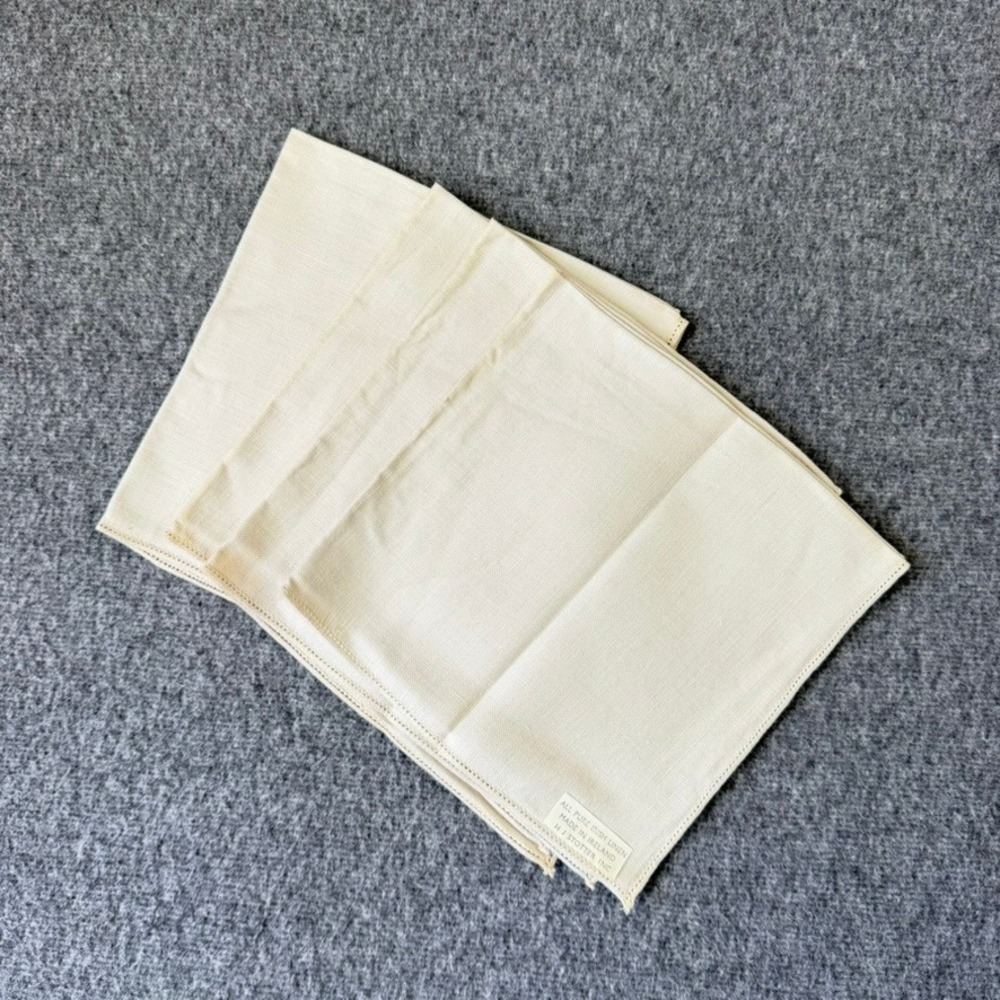 Vintage H J Stotter Inc All Pure Irish Linen Napkins Set of 4 Cream Hemstitch